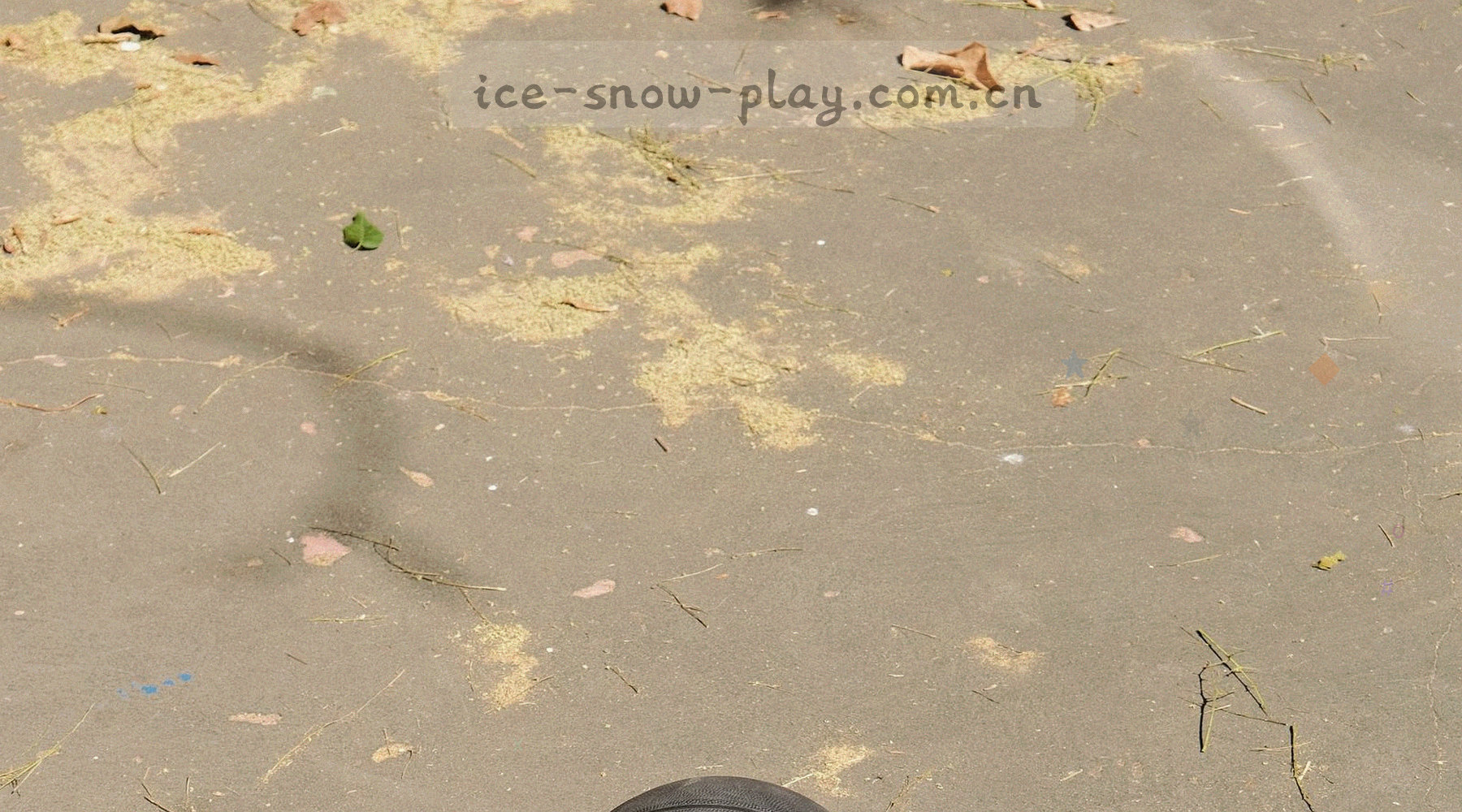 雪原航拍，两条平行雪道向同一处地平线延伸，冷调低饱和，画面留有充足负空间